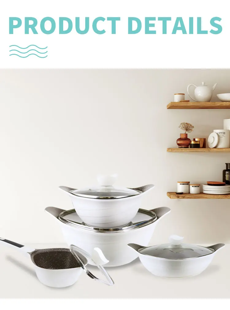 2023 New Design High Quality 12 PCS Non Stick Cookware Sets  Cooking Pot Household Utensils Kitchen Aluminum Casserole