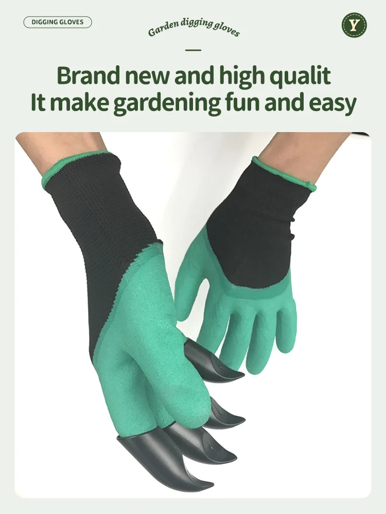 Garden Glove Claws For Digging Planting Protective Rubber Gloves Durable Waterproof Prick Proof