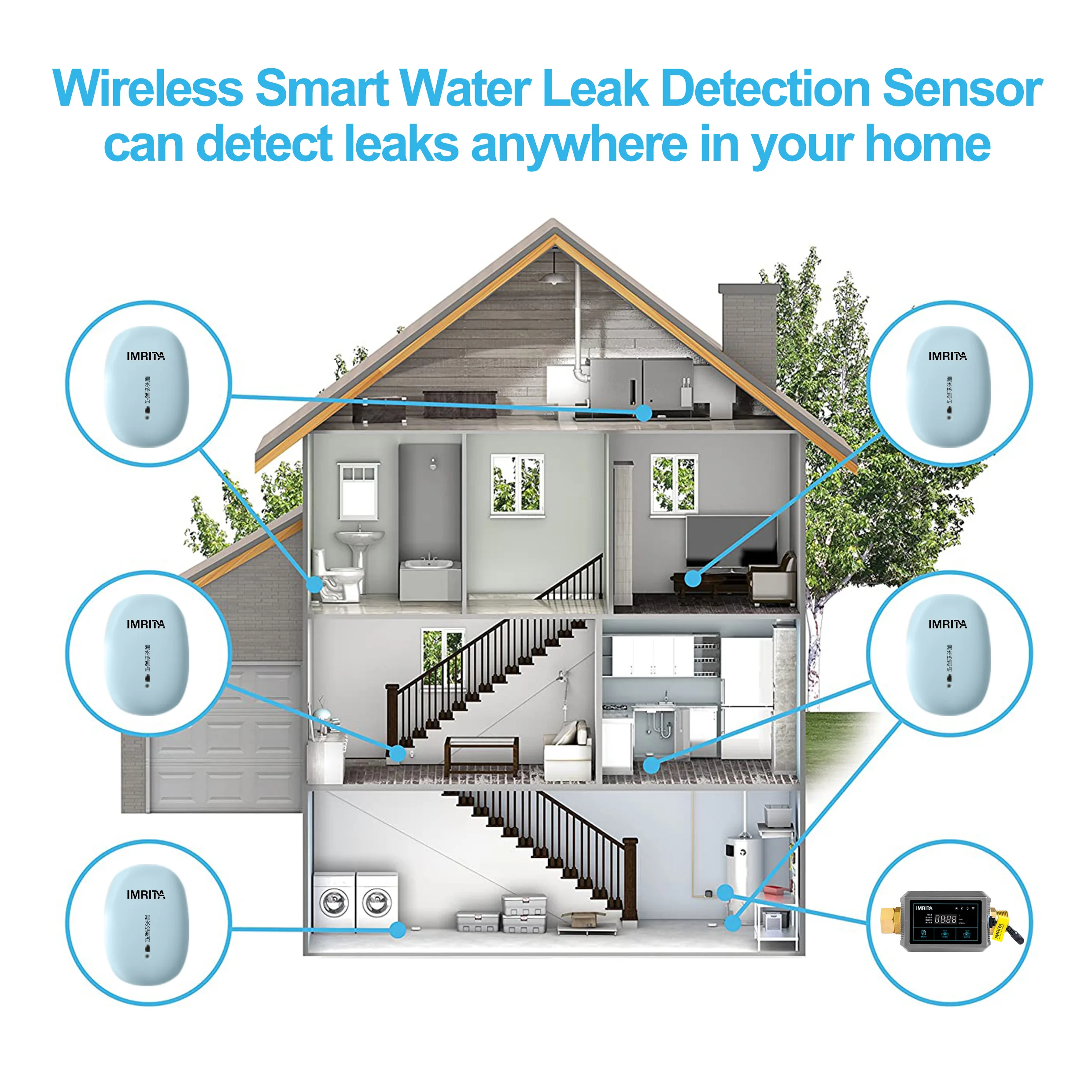 Smart Wifi Wireless Pipe Auto Shut Off Valve Water Leak Detect Alarm Sensor Water Leakage Detector De Fugas De Agua for Home
