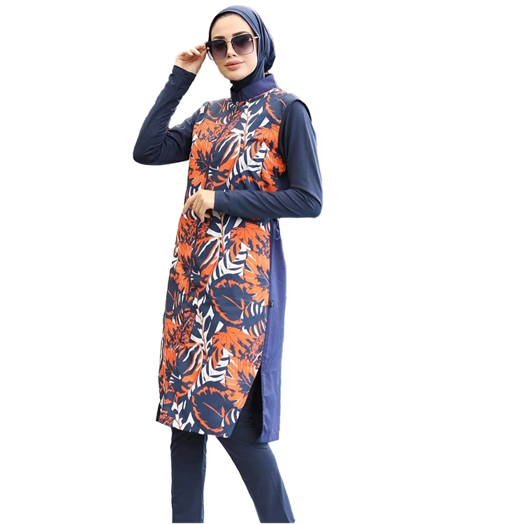 MOTIVE FORCE 2024 Digital Printing Plus Size Muslim Swimwear Islamic Swimsuit Women Burkini