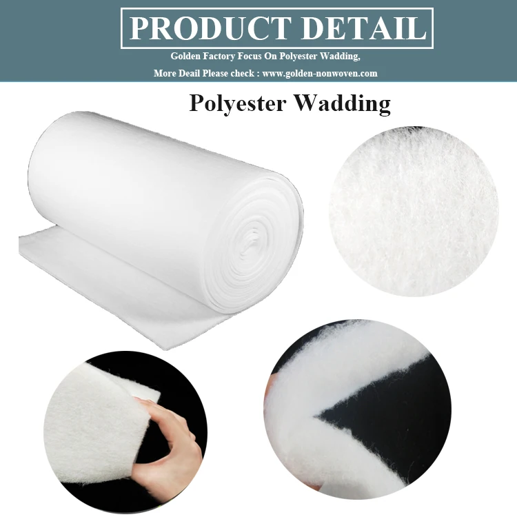 300GSM Thermal Bonded Soft Polyester Wadding Tontine Eco Fibre Recycled Vertical Nonwoven Cotton 100% Padding Polyester Wadding