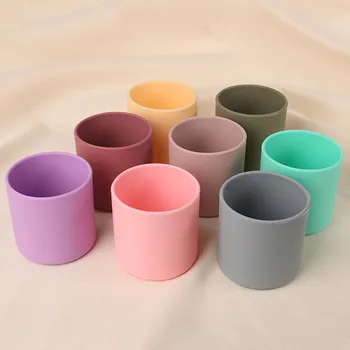 Kidsren's Anti-Scalding Anti-Fall Anti-Slip Training Drinking Cup Food Grade Silicone Baby Water Cup with Straw