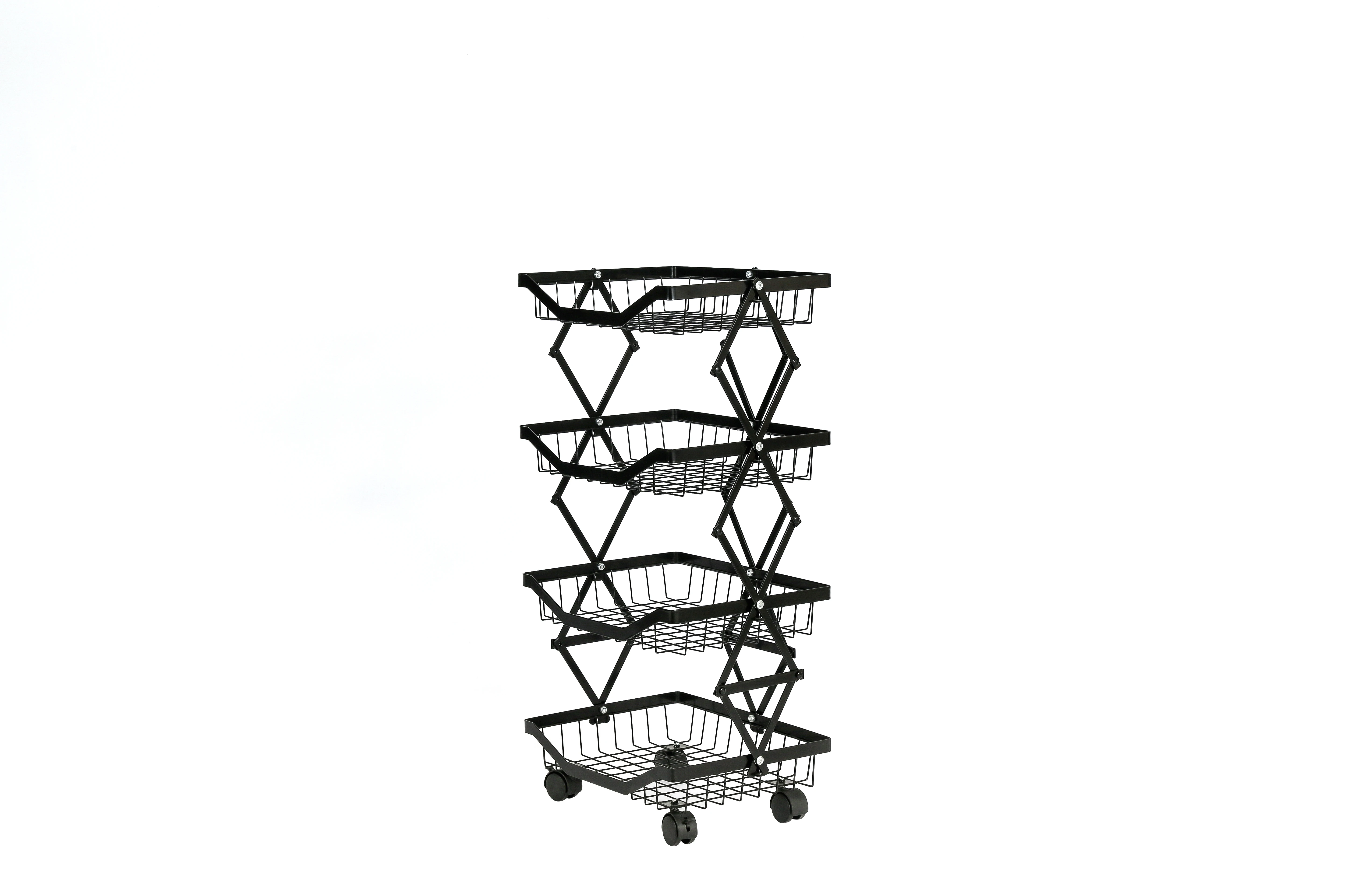 Fruit Vegetable Storage Baskets with Wheels, 4 Tier Stackable Wire ...