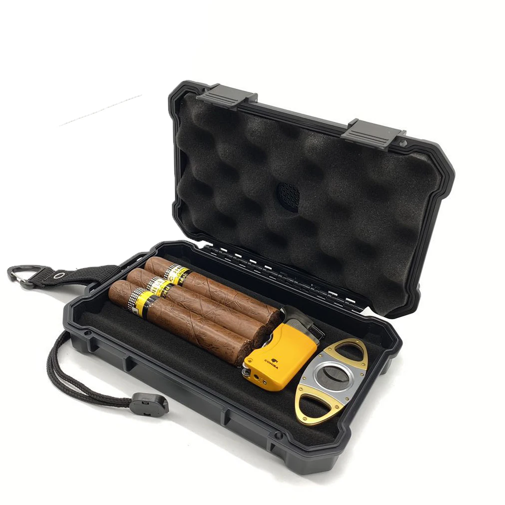 Source Wholesale OEM cigar storage box humidor of plastic material ABS  custom logo waterproof luxury portable cigar travel case on m.