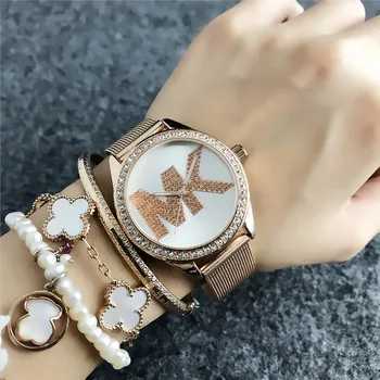 Provide customized services OEM trending make custom girls quartz watch cool Mesh band Diamond storage student watch company