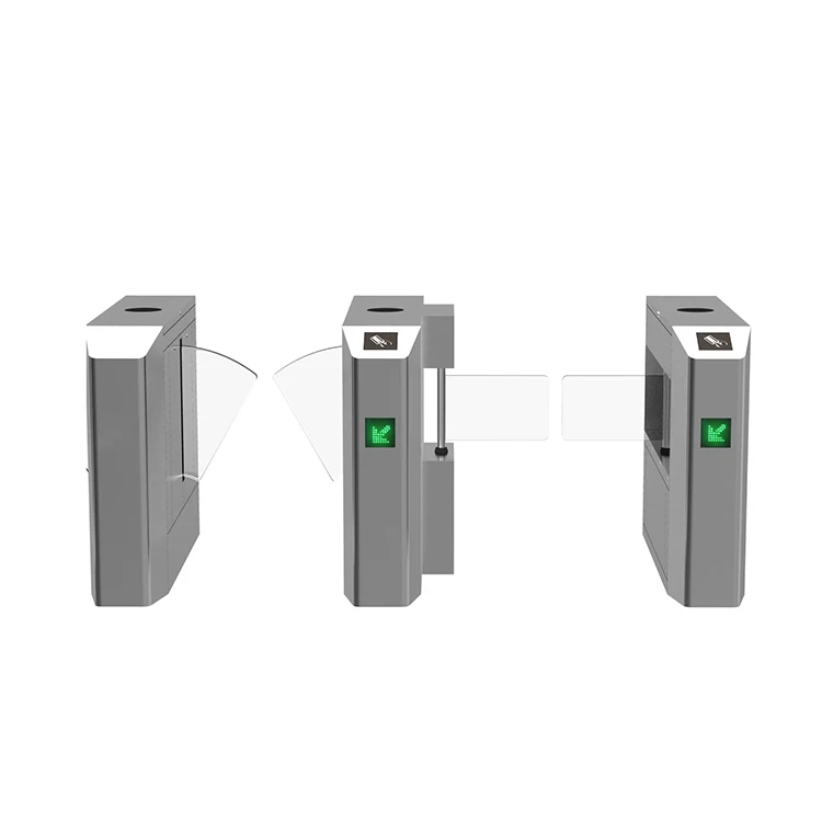 Access Control Electronic Turnstile Flap Barrier Gate Use for Office Building Entrance Two Motors Wing Gate