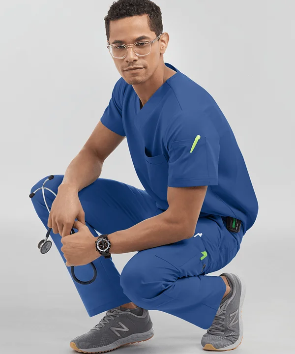 Fuyi Scrubs Uniform Design Scrubs Custom Stretch Men Nursing Uniform Medic Scrubs Top Jogger for Hospital