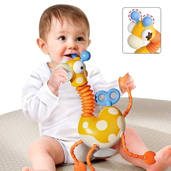 Cpc New Born Baby Animal Soft Giraffe Toys Baby Sensory Silicone Pull ...
