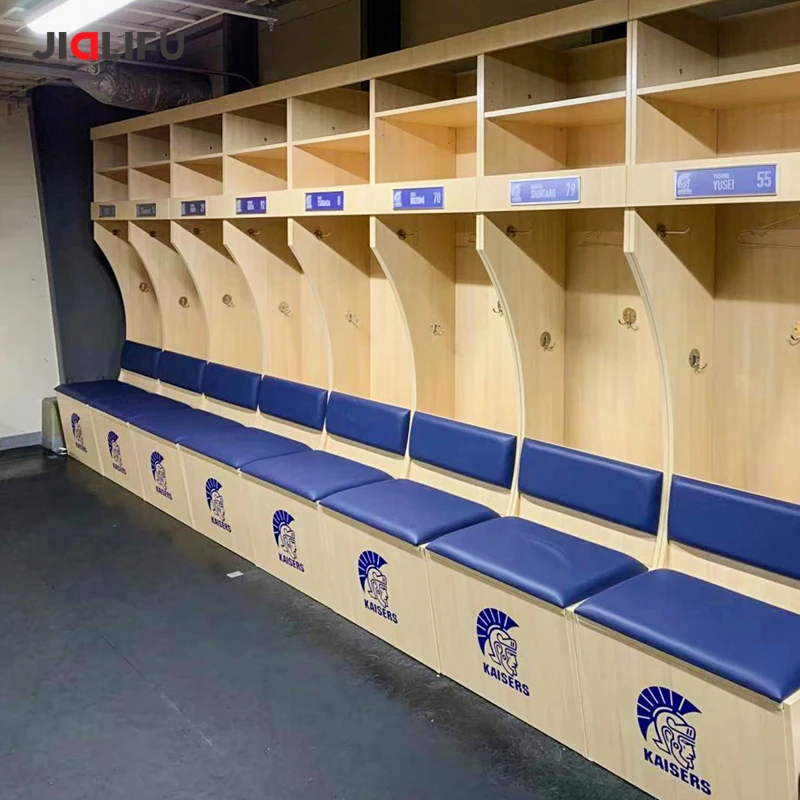 Customizable Athlete Locker Room Lockers with Bench for Stadium