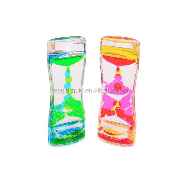 Liquid Motion Bubbler Timer with Floating Color Lava Incredibly Effective Calming Stress Relief Hourglass Toy for Kids Autism