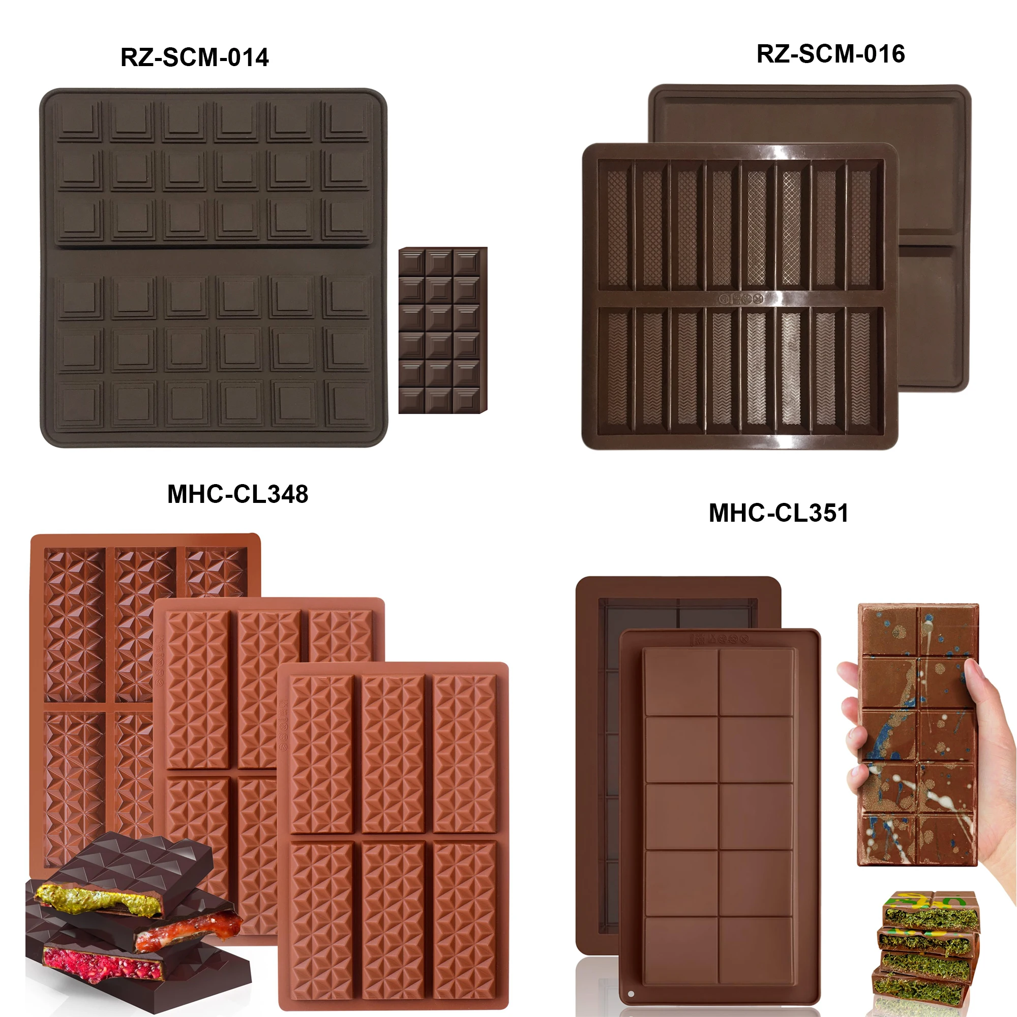 MHC Silicone Chocolate Mould for Cake-25x13x2.2CM Customized Shape & Rectangle Eco-Friendly Non-Toxic