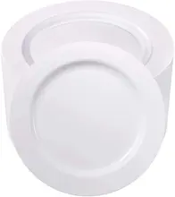 White Charger Plates Dinnerware with Disposable Plastic Tableware for dinner and desert BPA Free 10.25inch/7.5 inch
