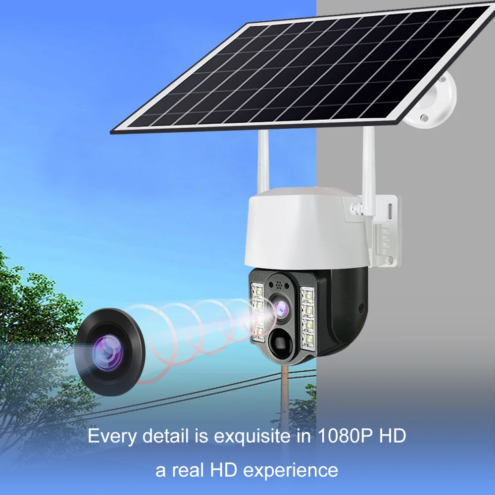 V380 Cctv Solar 4g Camera Ip Ptz Power Solar Panel Outdoor Surveillance