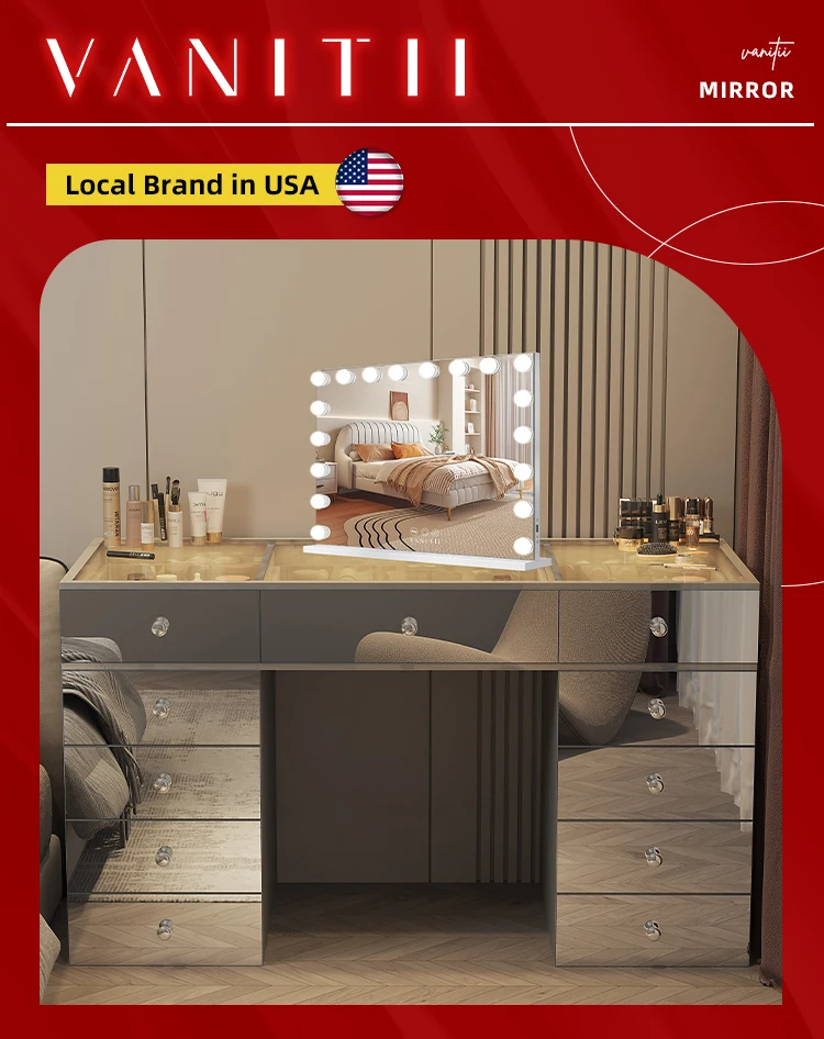 Stock In Us! Vanity Dressing Table Storage Drawer Makeup Desser Makeup