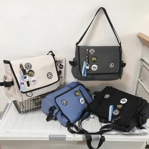 Custom Logo Teen's Crossbody Bag with Pins New Workwear Casual Student Shoulder Strap Backpack Organizer Storage Waist Pack