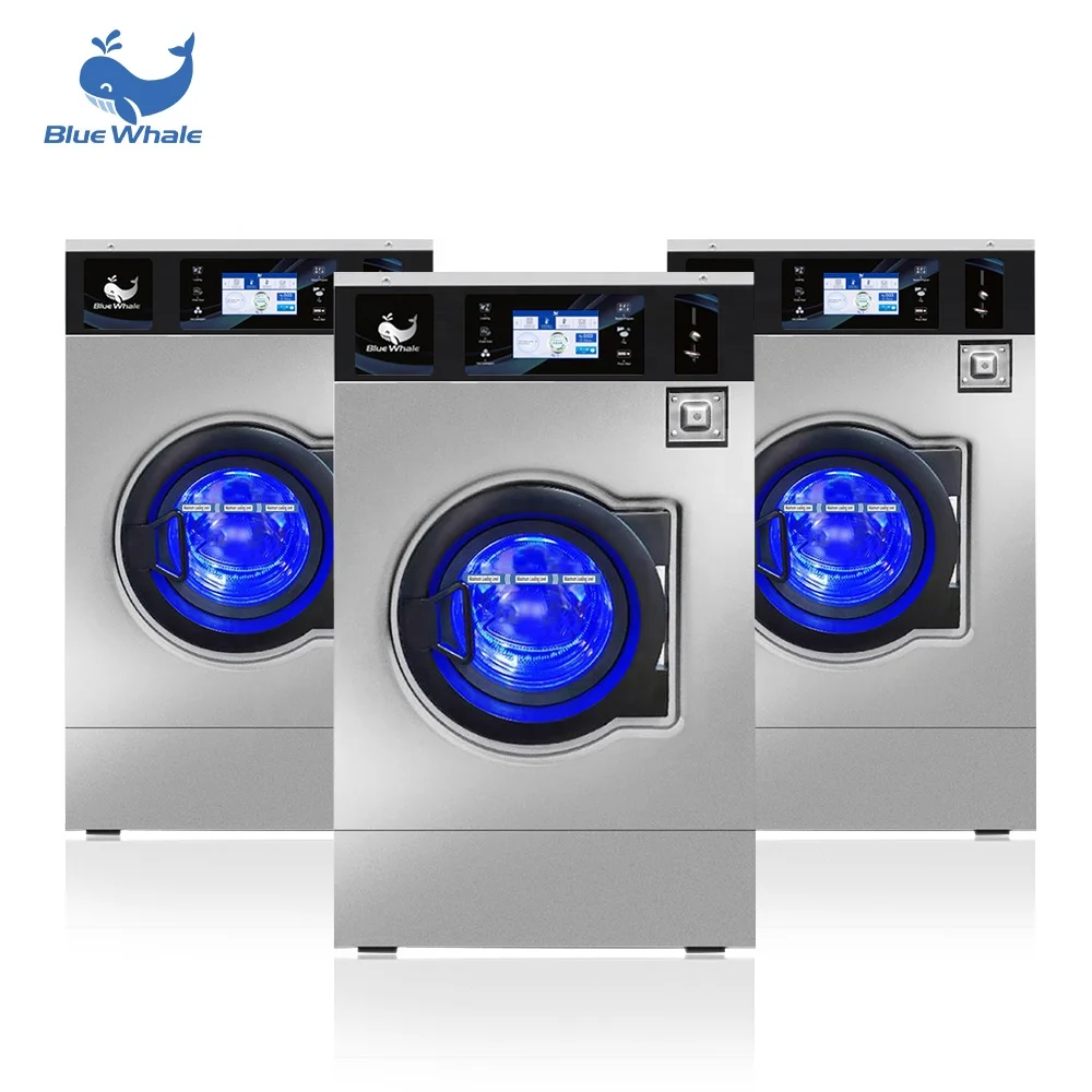 Blue-whale Coin Operated Washing Machine and Dryer Commercial Laundry Equipment Digital Screen
