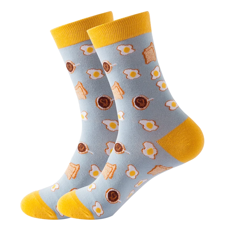 Calcetines largos de algodón para hombre, calcetín de Skateboard,  divertido, diario, dibujos animados, cohete, hamburguesa, comida, EU 37-42  - AliExpress