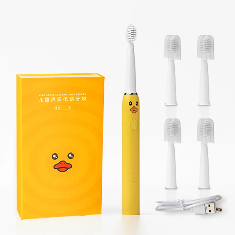 Children's Smart Electric Toothbrush with Soundwave Feature USB Charging Waterproof Soft Haired Brush Head for Boys and Girls