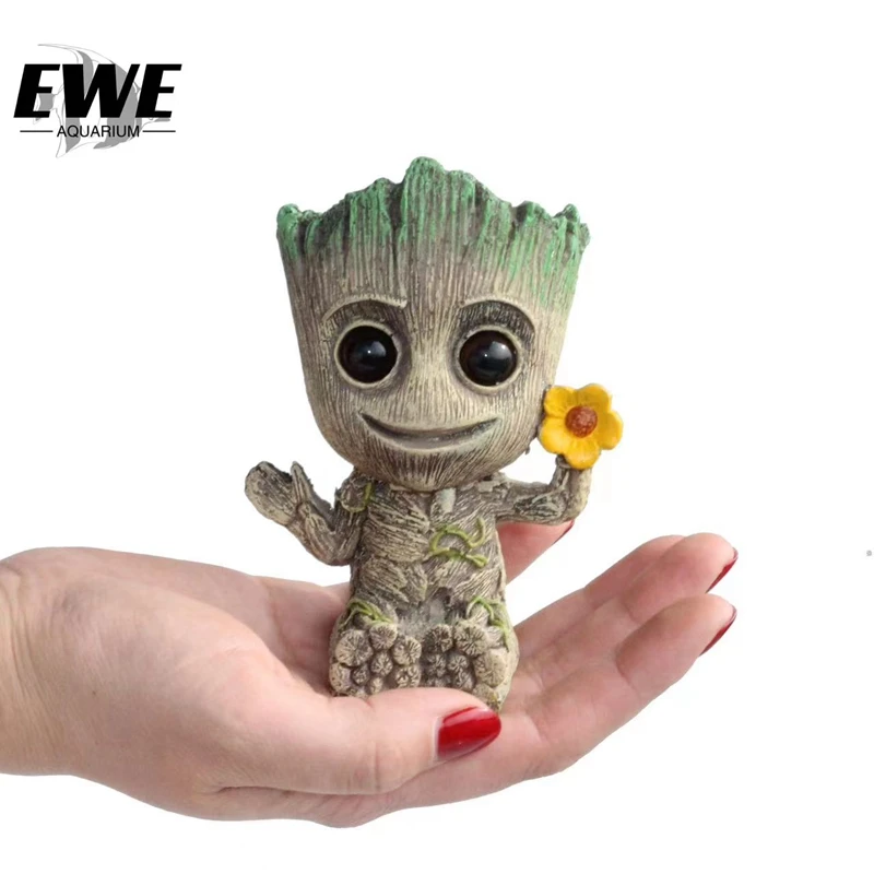 Decoraciones de burbujeador de aire de Groot para acuario, adorno