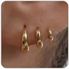 Gold three pairs of earrings