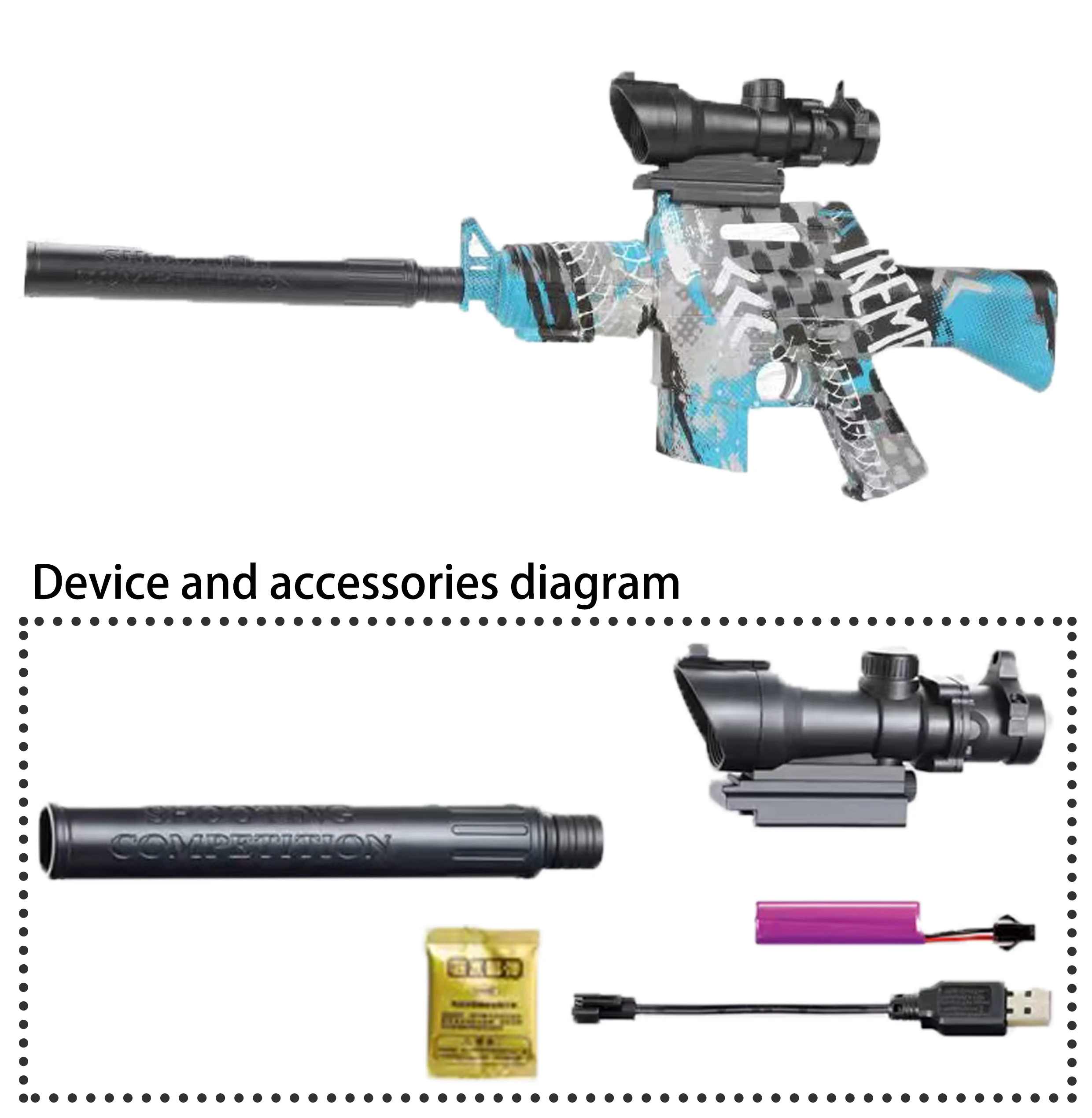 High Quality M16 Black Gel Blaster Accessories De Metal Gellet Depot