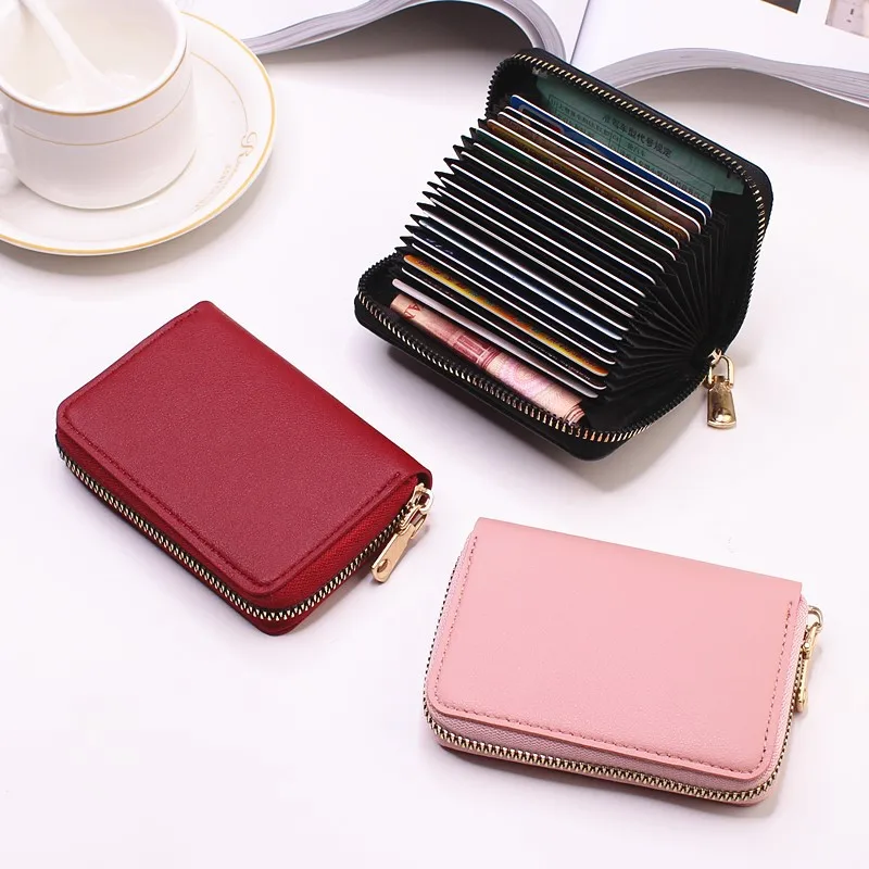 Women Men Leather Coin Case Id Credit Card Holder Zip Wallet