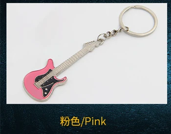 Gitaarsleutelhanger met geluid, muzikale gitaarsleutelhanger, creatieve mini -sleutelhanger met geluid en ledlicht, de kleinste muzikale gitaar met sleutelhanger, Zwart