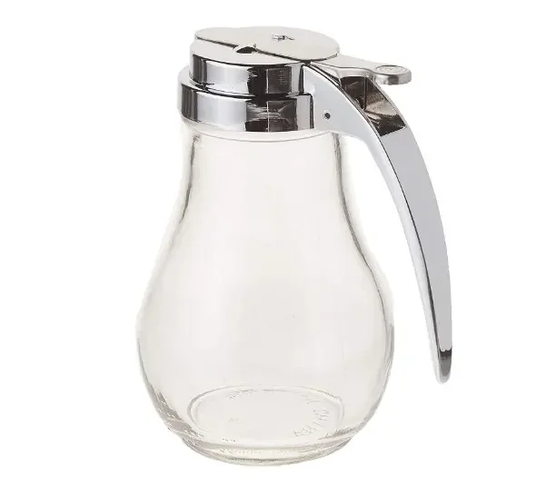 Great Credentials Syrup Dispenser with Cast Zinc Top Glass Bulb Jar/Sugar Dispenser