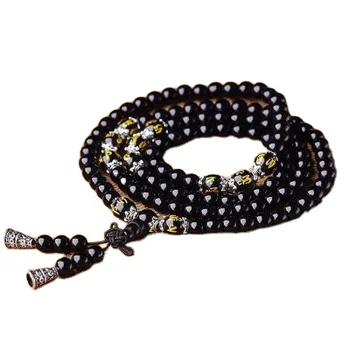 Men Women 108 Obsidian Crystal Prayer Bead Multilayer Stretch Bracelets Meditation Mala Beads Bracelet Necklace 6MM