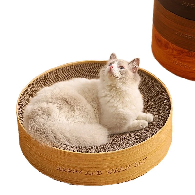 Cardboard Cat Scratcher & Bed - Oval-Shaped High-Density Board For Scratching & Napping