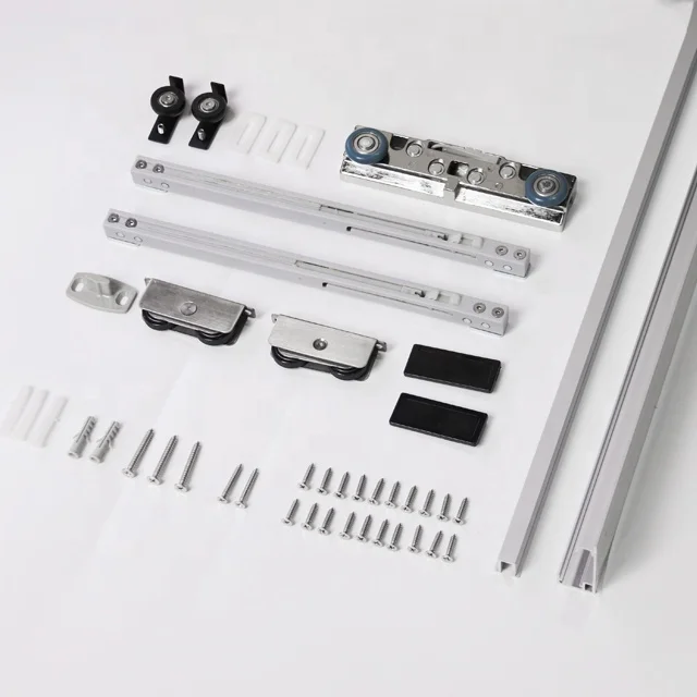CONCEALED SLIDING BARN DOOR HARDWARE SOFT CLOSING INTERIOR WALL MOUNT HIDDEN TRACK ROLLING KIT