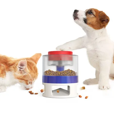 Dog Feeder Dog Food Dispenser Interactive Button Trigger Dog Puzzle Treat  Dispensing Toys Slow Feeder