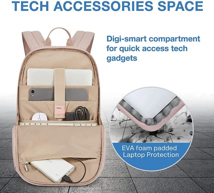 Velvet backpack with USB charging port waterproof laptop backpack travel for men women