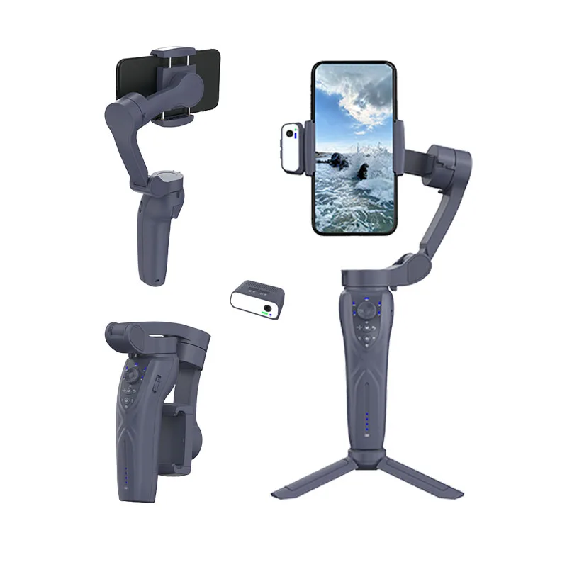 F12 3 Axis Stabilizer with App Foldable Handheld Phone Gimbal Stabilizer with AI Face Tracking Fill in Light