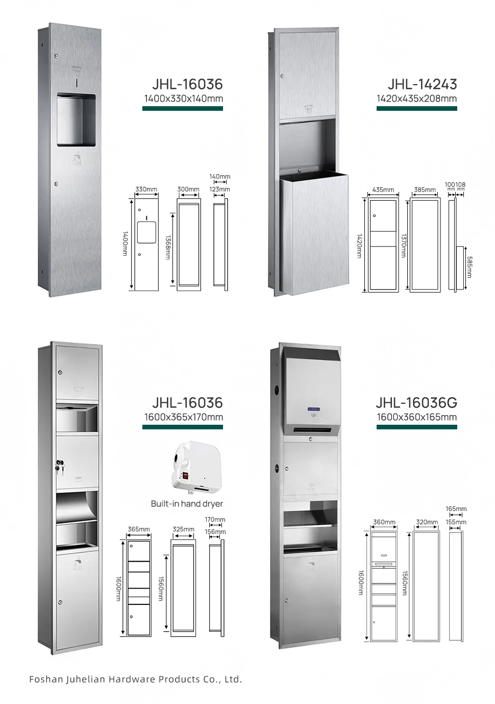 Public Bathroom Accessories Stainless Steel 304 Wall Mount Z Fold ...