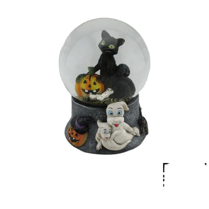 Halloween Black Cat Snow Globe with Blower