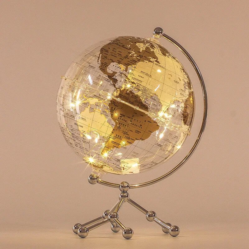 Wellfun LED Lights Map Glass Rotating LED Ball String Lights LED Lights Map Novelty Gifts Globe Earth Globe Decor Globe