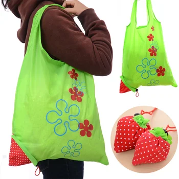 Folding Shopping Bag Strawberry Bag Made LOGO Environmental Creative Portable Storage Polyester Bags Shoppingbag