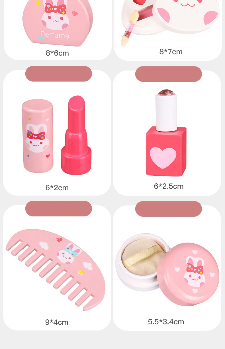 Wooden Rabbit Makeup Table And Chair Set Kids' Vanity Toy With Mirror For Little Girls Buy