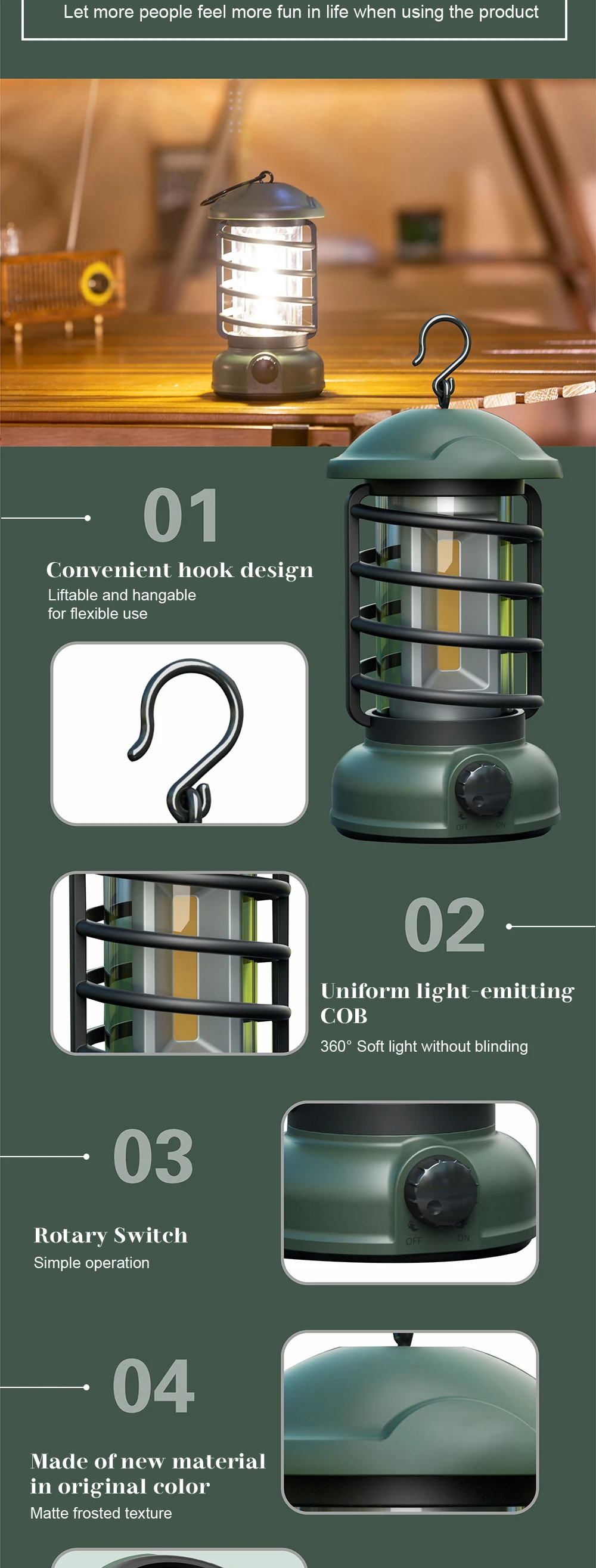 Dry Battery/ Rechargeable Retro Led Camping Lamps Outdoor Portable ...