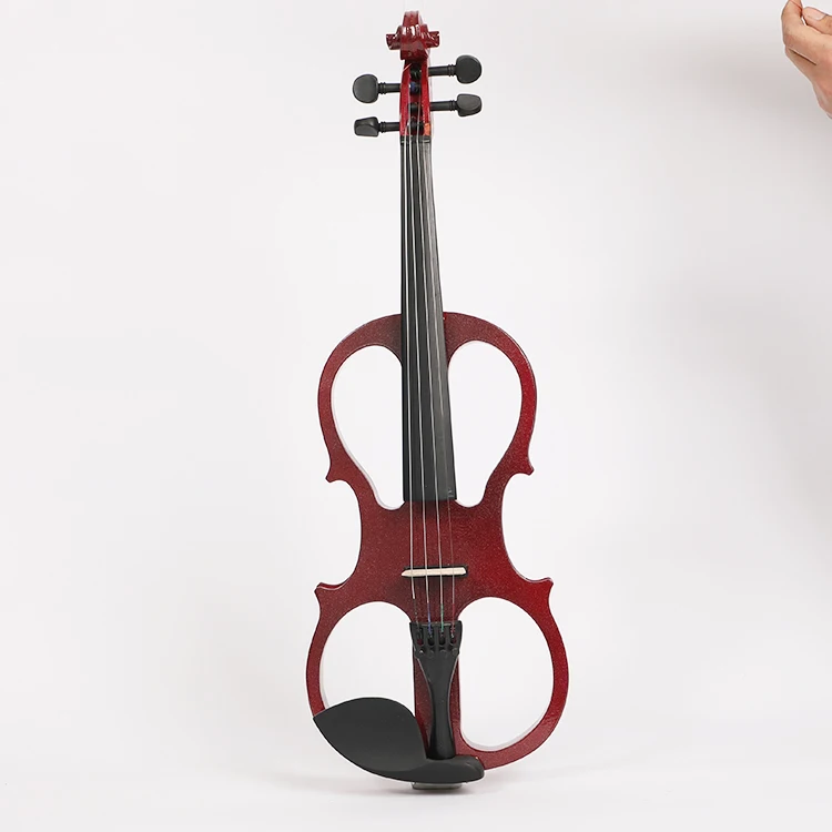 High grade musical instruments handmade red brown electric violin 44
