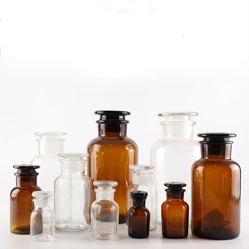 Wide-Mouth Transparent Amber Glass Jar Wooden Stopper 50ml-200ml Bottle Screen-Printed Matte Finish Screw Packaging Diffuser Use