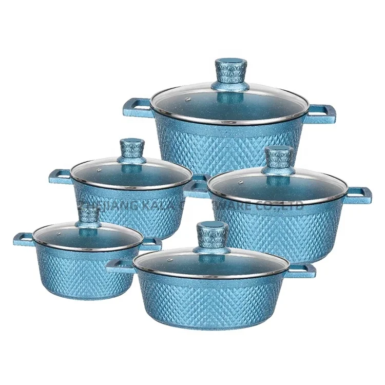 GraniteStone Blue Stainless Steel Nonstick Pots and Pans Set -10