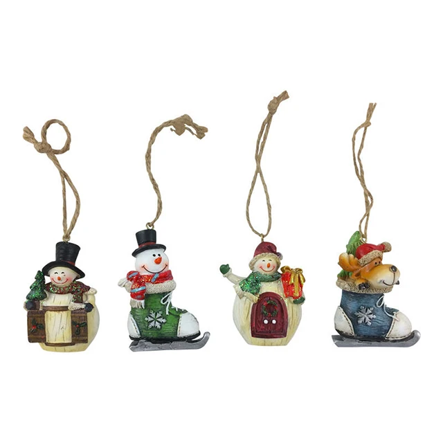 Atacado Artesanato Manual Decoração Interna Personalizável Pingente de Árvore de Natal em Resina Figurinha para Casa Enfeites Pendurados