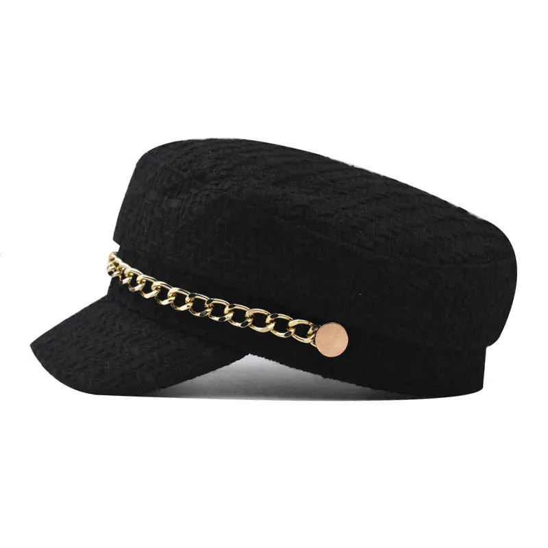 Tweed Beret Cap Female Autumn Winter Sailor Hat Captain