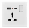 Presa MF 13A 1 modulo con interruttore, 1 USB + 1 tipo C, neon