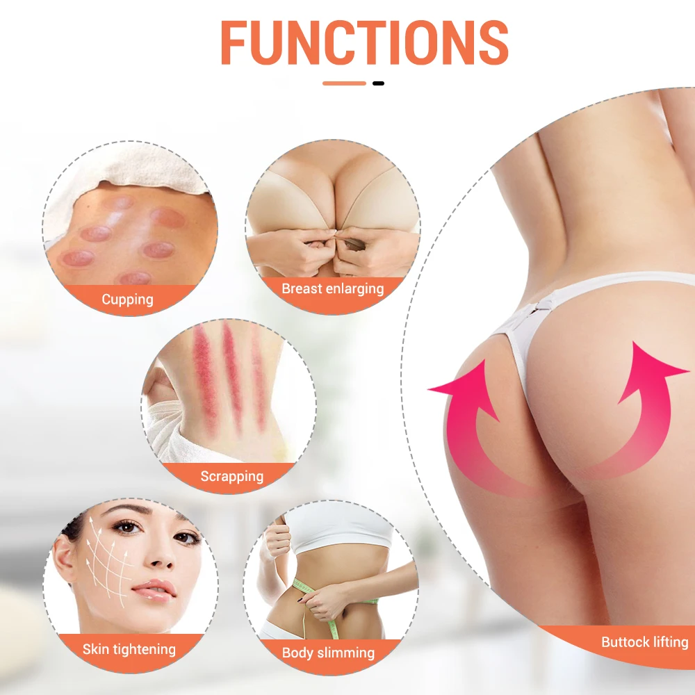 Electric Ems Vacuum Cupping Therapy Butt Lifting Enhancement 18cm XL Cup Breast Buttocks Enlargement Lift Machine