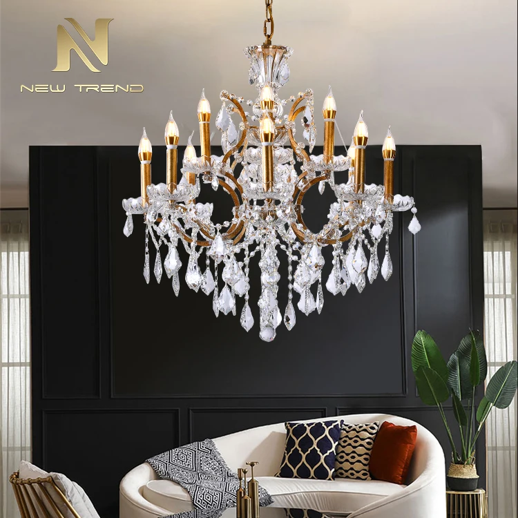 D88705 New Product Light Luxury Style Hotel Bar Decorative Iron Frame Crystal LED Chandelier    