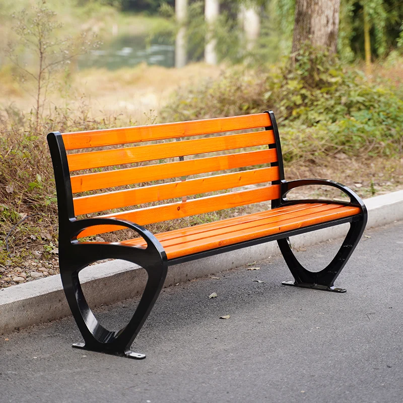 Customized Anticorrosive wood bench cast aluminum patio furniture wooden garden benches metal street furniture