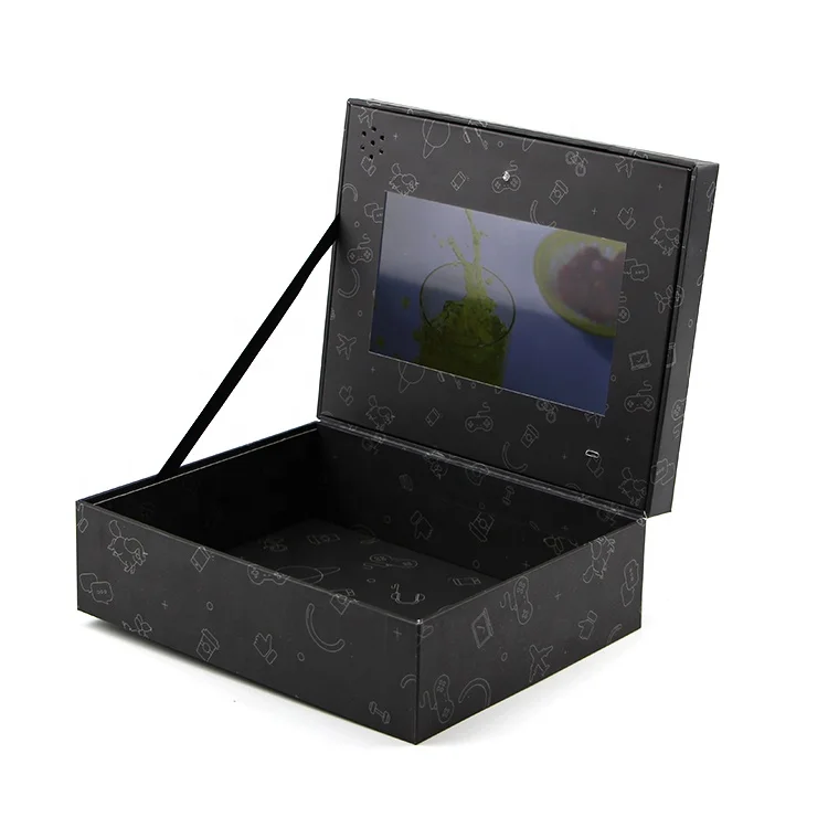 Изготовленным на заказ логосом магнитная бумага подарочная коробка 7-дюймовый ЖК-дисплей для отображения рекламных видео-подарочная коробка